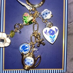 Fine China Floral Charm Keychain